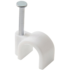 Clips rotund cablu Diall, diametru 9 mm, alb, 100 buc