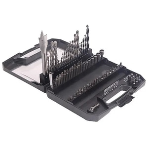 Trusa accesorii insurubare si gaurire UNIVERSAL FIT, 70buc, bit, burghiu, freza, argintiu