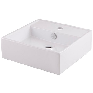 Lavoar pe blat GOODHOME Hendra, ceramica, 38 x 38 cm, alb lucios