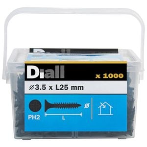 Surub gips-carton universal DIALL, 3.5 x 25 mm, otel carbon, negru, 1000 buc