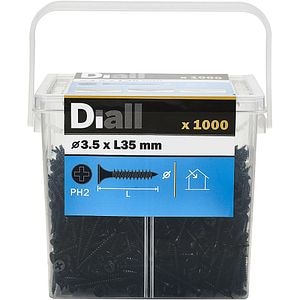 Surub gips-carton universal DIALL, 3.5 x 35 mm, otel carbon, negru, 1000 buc