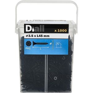 Surub gips-carton universal DIALL, 3.5 x 45 mm, otel carbon, negru, 1000 buc