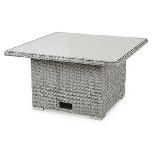 Masa de gradina BLOOMA Gabbs, 64 x 64 x 50 cm, aluminiu si rasina impletita, gri