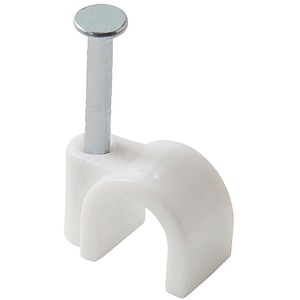 Clips rotund cablu Diall XP, diametru 6 mm, alb, 100 buc