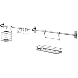 Suport perete bucatarie si accesorii GOODHOME Datil, 120 x 25 x 15.4cm, otel, argintiu