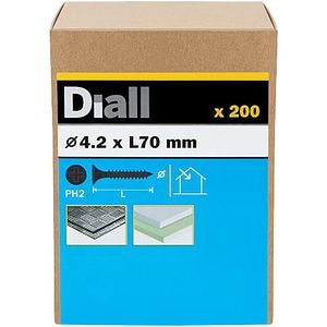 Surub gips-carton autoforant DIALL, PH2, 4.2 x 70 mm, otel, 200 bucati  