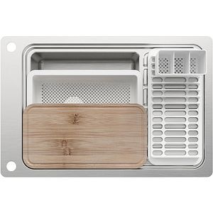 Chiuveta bucatarie GOODHOME Romesco, 1 cuva, picurator reversibil, accesorii, inox