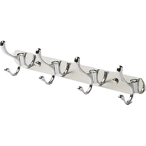 Cuier baie cu 4 agatatoare Ormara, 34.8 x 5.5 x 8.5 cm, otel, argintiu