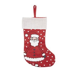 Decoratiune Soseta Craciun, textil, rosu/alb