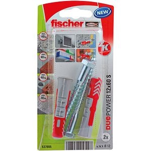 Set de 2 dibluri duopower 12 x 60 cu holsurub cu saiba cu cap hexagonal SW17, partial filetat • Fischer
