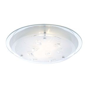 Plafoniera LED, 2 x 60 W, crom, metal si sticla • Globo Brenda
