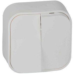 Intrerupator dublu LEGRAND, aparent, 10A, alb