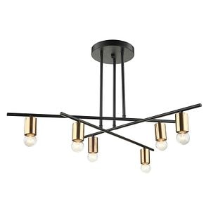 Lustra, Negru, 60 W, 6 x E27 • Italux Norman