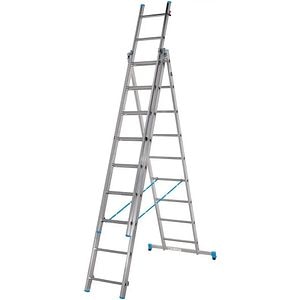 Scara culisanta MAC ALLISTER, 3 x 9 trepte, aluminiu, gri
