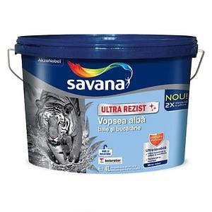 Savana vopsea superlavabila alba pentru baie si bucatarie 4L