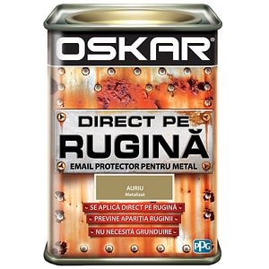 Email direct pe rugina, pentru metal, interior/exterior, culoare auriu, 0.5 L • Oskar