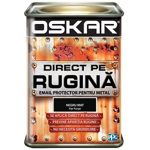 Email protector pentru metal, direct pe rugina, interior/exterior, culoare negru, 0.5 L • Oskar