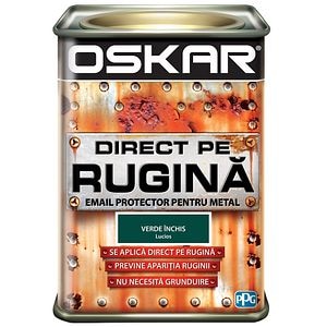 Email direct pe rugina, pentru metal, interior/exterior, culoare verde inchis, 0.5 L • Oskar