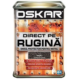 Email direct pe rugina, pentru metal, interior/exterior, culoare negru, 0.5 L • Oskar