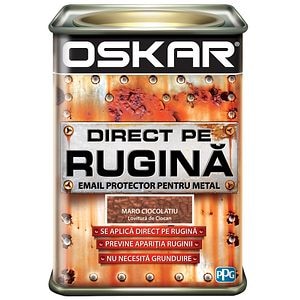 Email direct pe rugina, pentru metal, interior/exterior, culoare maro ciocolatiu, 0.5 L • Oskar