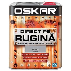 Email direct pe rugina, pentru metal, interior/exterior, culoare argintiu, 2.5 L • Oskar