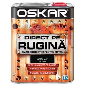 Email direct pe rugina, pentru metal, interior/exterior, culoare negru mat, 2.5 L  Oskar
