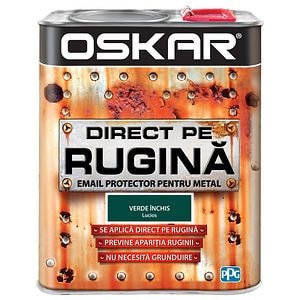 Email direct pe rugina, pentru metal, interior/exterior, culoare verde inchis, 2.5 L  Oskar