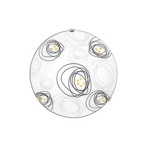 Plafoniera LED, 1 x E27, crom si alb, metal si sticla, 25 cm  •  Klausen Vulcan