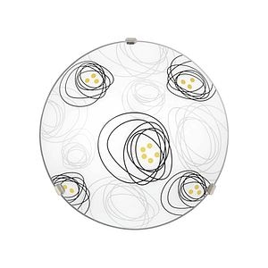 Plafoniera LED, 1 x E27, multicolor, metal si sticla, 30 cm  •  Klausen Vulcan