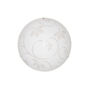 Plafoniera, E27, alb, metal si sticla, 25 cm  •  Klausen Leaf