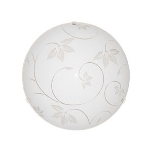 Plafoniera, 1 x E27, alb, metal si sticla, 30 cm  •  Klausen Leaf