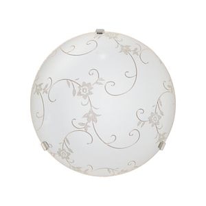 Plafoniera, 1 x 75 W, alb, metal si sticla, 25 cm  •  Klausen Floro