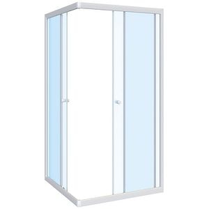 Cabina dus standard Briska, patrata, aluminiu, 80 x 80 x 175 cm, sticla securizata 4mm, profil alb
