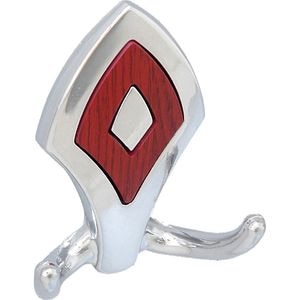 Cuier perete, 2 carlige, metal, argintiu