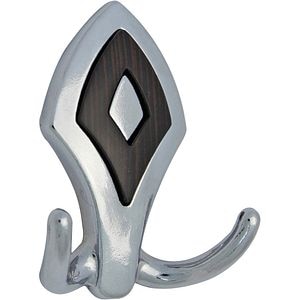 Cuier perete, 2 agatatori, metal, argintiu