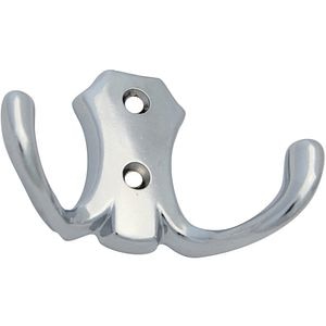 Cuier perete, 2 agatatori, metal, argintiu