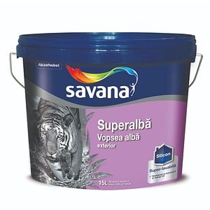 Savana vopsea superlavabila,superalba,pentru exterior SILICON 15L