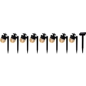 Set 8 lampi solare BLOOMA, 0.06W, alb cald, IP44, negru