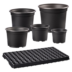 Ghiveci rotund, plastic, 16.5 cm, negru