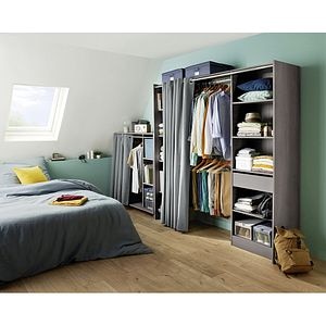 Dressing Eklips-2 2/2, PAL, 200 x 48 x 200 cm, stejar gri