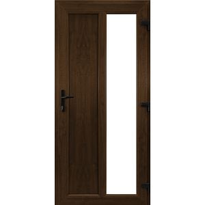 Usa de exterior pentru casa/vila, PVC, nuc, cu geam, stanga, 203 x 88 cm • Aplast
