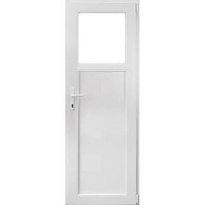 Usa exterior APLAST, cu geam, dreapta, PVC, 68 x 190 cm, alb