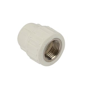 Racord PPR, 20 mm, racord 1/2, filet interior, alb