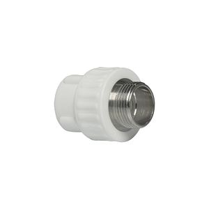 Racord PPR, 25 mm, racord 1/2, filet exterior, alb