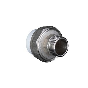 Racord olandez PPR, 32 mm, racord 1, filet exterior, alb