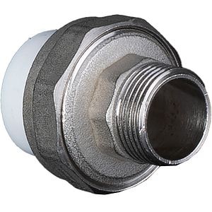 Olandez cu filet metalic exterior, 40 mm x 1/4'' FE, polipropilena, alb