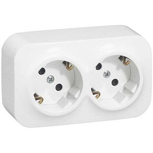 Priza dubla LEGRAND, interior, IP21, 16A, alb