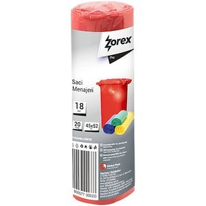Saci menajeri ZOREX Pro GSM182, 20 bucati, 18 l, rosu