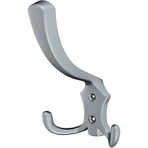 Cuier perete, 2 agatatoare, metal, gri