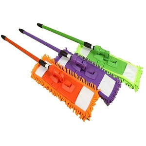 Set 3 mopuri plate, microfibra, maner extensibil, multicolor